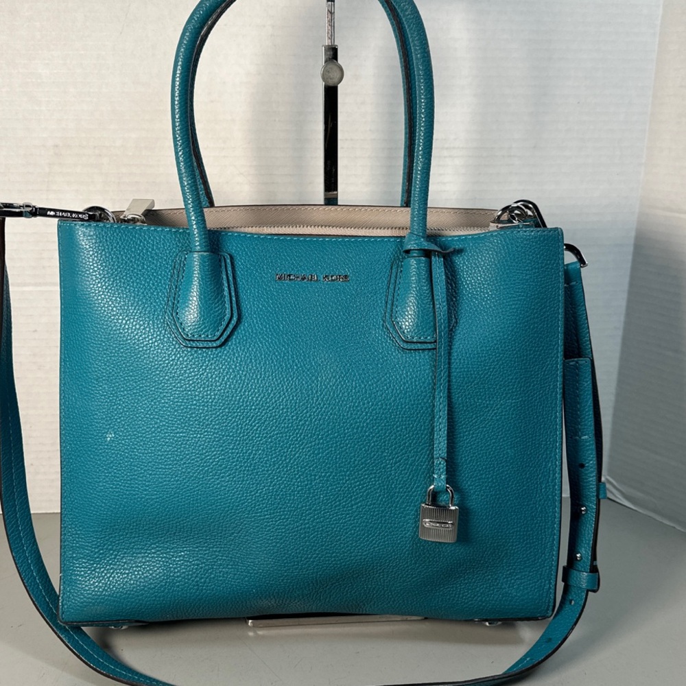 Michael Kors Teal/Turquoise Leather Satchel – Aut… - image 1
